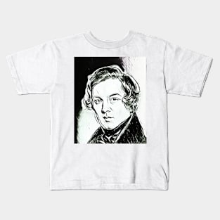 Robert Schumann Black and White Portrait | Robert Schumann Artwork 3 Kids T-Shirt